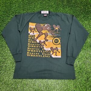 Vintage 80s Beaver-Dam Wrestling Shirt M/L 21x26 Green